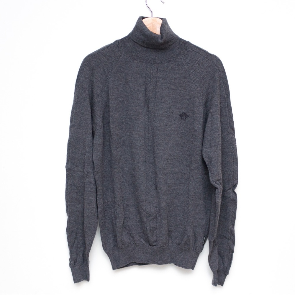 Versace | Grey Virgin Wool Turtleneck Sweater
